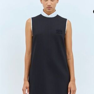 Miu Miu Navy Pinstripe Dress